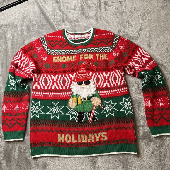 Holiday Time Sweater Men’s Large Red Pullover Gnome for the Holidays Christmas - Picture 1 of 8